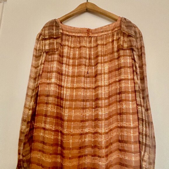 1960s Chiffon Dress with Shoulder bows - Picture 5 of 8